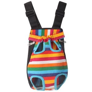 Traveling Portable Pet Chest Backpack Pet Carrier Bag  Size:L(Rainbow striped)