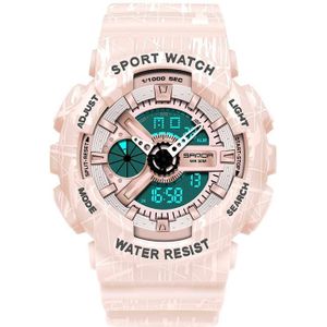 SANDA Three-Pin Luminous Outdoor Waterproof Multifunctional Couple Electronic Watch(Women Line Cherry Pink)