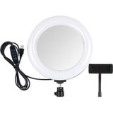 PULUZ 7.9 inch 20cm USB 3 Modes Dimmable Dual Color Temperature LED Curved Light Ring Vlogging Selfie Photography Video Lights with Mirror (Black)
