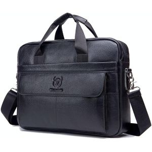 BUFF CAPTAIN 046 Men Leather Briefcase First-Layer Cowhide Computer Handbag(Black)