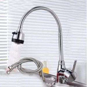 Kitchen Faucet Anti-splash Head Wash Basin Sink Universal Rotatable Faucet Full Copper Joint  Style:Hot & Cold Water+60 cm Tube