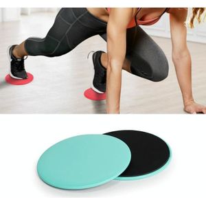 2 Paris Pilates Yoga Sliding Plate Home Sports Abs Cocked Butt Fitness Foot Sliding Plate(Cyan)