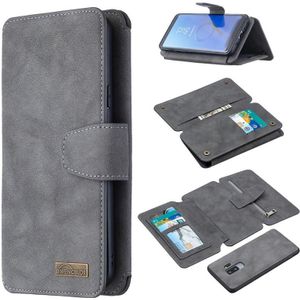 For Samsung Galaxy S9 Plus Detachable Frosted Magnetic Horizontal Flip PU Leather Case with Card Slots & Holder & Zipper Wallet & Photo Frame(Gray)