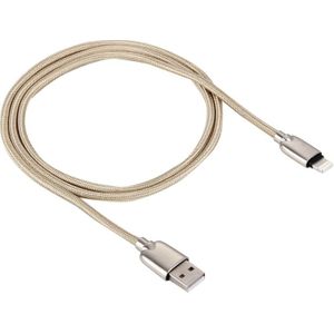 1M Woven Style Metal Head 108 Copper Cores 8 Pin to USB Data Sync Charging Cable  For iPhone X / iPhone 8 & 8 Plus / iPhone 7 & 7 Plus / iPhone 6 & 6s & 6 Plus & 6s Plus / iPad(Gold)