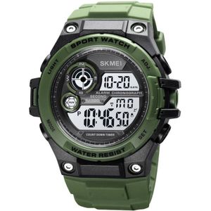 SKMEI 1759 Dual Time Digital Display Waterproof PU Leather Strap Luminous Electronic Watch(Army Green)