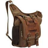 KAUKKO FH03 Retro Style Men Canvas Crossbody Bag Messenger Bag Outdoors Hiking Camping Bag  Size: 26 x 21 x 9 cm(Khaki)