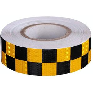 PVC Lattice Reflective Belt Generic Film Traffic Safety Facilities Anti-Collision Warning Stickers(Yellow Black)