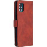 For Samsung Galaxy A51 Rhombus Texture Magnetic Buckle Horizontal Flip Leather Case with Holder & Card Slots & Wallet & Photo Frame(Brown)