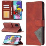 For Samsung Galaxy A51 Rhombus Texture Magnetic Buckle Horizontal Flip Leather Case with Holder & Card Slots & Wallet & Photo Frame(Brown)