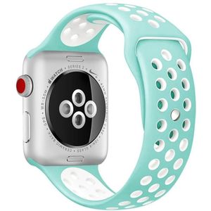 For Apple Watch Series 6 & SE & 5 & 4 40mm / 3 & 2 & 1 38mm Fashionable Classical Silicone Sport Watchband (White Green)