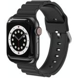 Business B stijl siliconen horlogeband voor Apple Watch Series 6 & se & 5 & 4 44mm / 3 & 2 & 1 42mm (zwart)