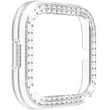 For Fitbit versa 2 PC Double-row Diamond-encrusted Protective Shell(Transparent)