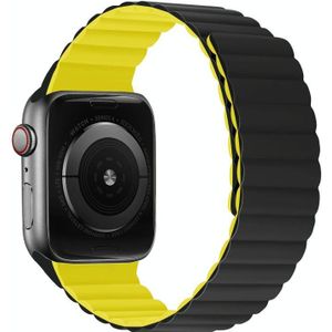 Siliconen magnetische gentegreerde lange band horlogeband voor Apple Watch Series 7 41mm / 6 & SE & 5 & 4 40mm / 3 & 2 & 1 38mm (zwart geel)