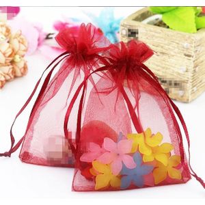 100 PCS Organza Gift Bags Jewelry Packaging Bag Wedding Party Decoration  Size: 7x9cm(D7 Wine Red)