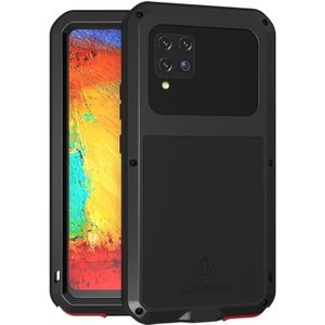 For Samsung Galaxy A42 LOVE MEI Metal Shockproof Waterproof Dustproof Protective Case with Glass(Black)