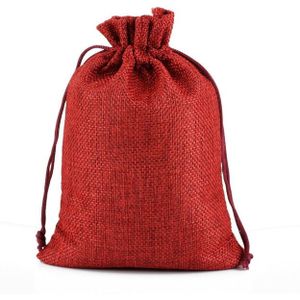 50 PCS Multi size Linen Jute Drawstring Gift Bags Sacks Wedding Birthday Party Favors Drawstring Gift Bags  Size:13x18cm(Red)