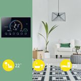 BHT-8000-GCLW Controlling Water/Gas Boiler Heating Energy-saving and Environmentally-friendly Smart Home Negative Display LCD Screen Round Room Thermostat with WiFi(Black)