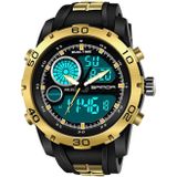 SANDA New Waterproof Luminous Plastic Multi Functional Watch Men Outdoor Sports LED Electronic Watch(Gold)