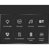 C7 Bluetooth 5.0 Speaker Transparent LED Luminous Subwoofer TWS 6D Surround HIFI Stereo Cool Audio(White)