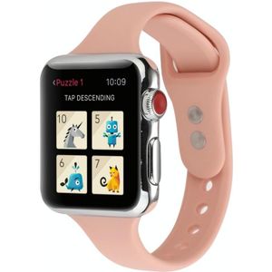 Voor Apple Watch Series 6 & SE & 5 & 4 40mm / 3 & 2 & 1 38mm Thin Siliconen Dubbele Gesp vervangende polsband (Retro Rose)