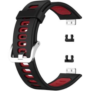 For Huawei Watch Fit Two-color Silicone Replacement Strap Watchband(Black+Red)
