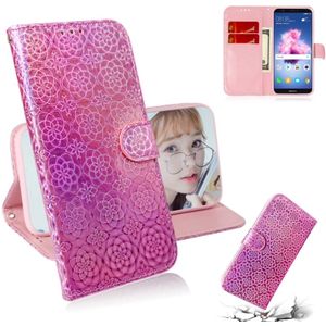 For Huawei Enjoy 7S / Honor 9 Lite Solid Color Colorful Magnetic Buckle Horizontal Flip PU Leather Case with Holder & Card Slots & Wallet & Lanyard(Pink)