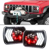 2 PCS 5X7 inch Car Modified Red Background LED Square Headlamp for Jeep Wrangler