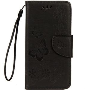 For Huawei  P9 Lite Mini Vintage Embossed Floral Butterfly Pattern Horizontal Flip Leather Case with Card Slot & Holder & Wallet & Lanyard (Black)