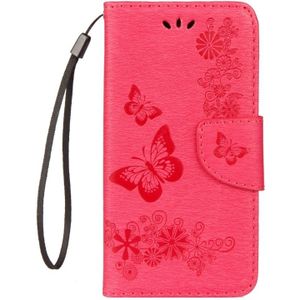 For Huawei  P9 Lite Mini Vintage Embossed Floral Butterfly Pattern Horizontal Flip Leather Case with Card Slot & Holder & Wallet & Lanyard (Red)