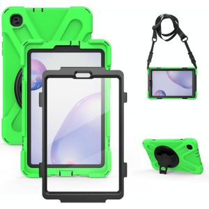 For Samsung Galaxy Tab A 8.4 2020 T307U Shockproof Colorful Silicone + PC Protective Case with Holder & Shoulder Strap & Hand Strap & Screen Protector(Green)