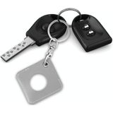 Square PU Leather Case Shockproof Anti-scratch Protective Cover with Keychain Ring Loop For AirTag(Light Grey)
