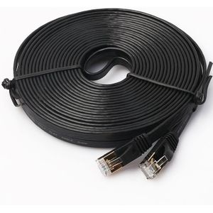 10m CAT7 10 Gigabit Ethernet Ultra Flat Patch Cable for Modem Router LAN Network - Built with Shielded RJ45 Connectors (Black)