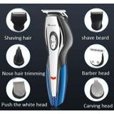 Surker SK-760 6-In-1 Electric Hair Clipper Retro Oil Head Engraving Electric Clippers Smart Trimmer Set(Blue Black )