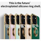 6D Electroplating Full Coverage Silicone Protective Case with Magnetic Ring Holder For iPhone 13 Pro Max(Light Cyan)