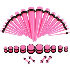 36PCS Unisex Acrylic Ear Expansion Ear Extender 14G-00G Accessories Set(Pink)