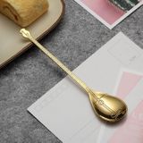 RVS koffie mengen lepel creatieve muziek instrument vorm lepel  stijl: luit  kleur: Titanium goud