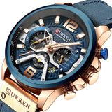 CURREN M8329 Casual Sport Leather Watch for Men(Gold black)
