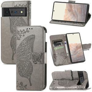 Voor Google Pixel 6 Butterfly Love Flowers Relif Horizontale Flip Leren Case Met Houder & Card Slots & Wallet & Lanyard