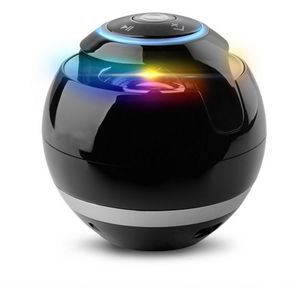 T&G A18 Ball Bluetooth Speaker with LED Light Portable Wireless Mini Speaker Mobile Music MP3 Subwoofer Support TF (Black)