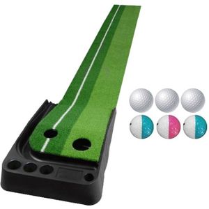 PGM Golf Putting Mat Push Rod Trainer 3m  with Three Soft Balls & Three Bicolor Balls  without Auto Ball Return Fairway (Green)