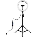 PULUZ 10.2 inch 26cm Ring Light + 1.1m Tripod Mount USB 3 Modes Dimmable Dual Color Temperature LED Curved Diffuse Light Vlogging Selfie Photography Video Lights with Phone Clamp(Black)
