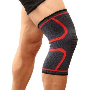 1 Pair Comfortable Breathable Elastic Nylon Sports Knit Knee Pads  Size:L(Red)