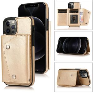 Schokbestendige PU + TPU lederen hoes met kaartslots & houder & fotolijst & portemonnee & lanyard voor iPhone 12 Pro Max(Goud)