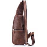 BULL CAPTAIN 019 Retro Men Leather Crossbody Shoulder Bag First-Layer Cowhide Chest Bag  Colour: Chestnut Brown