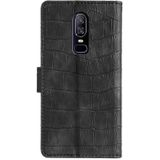 For OnePlus 6 Skin Feel Crocodile Texture Magnetic Clasp Horizontal Flip PU Leather Case with Holder & Card Slots & Wallet(Black)