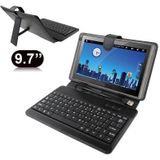 9.7 inch Universal Tablet PC Leather Case with USB Plastic Keyboard(Black)