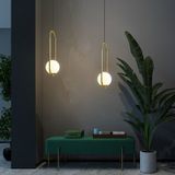 Restaurant Chandelier Single Head Creative Personality Simple Modern Copper Lamp without Light Source  Shape Style:Oval B2