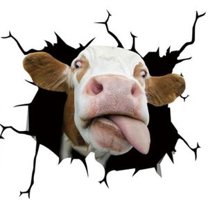 7 PCS Animal Wall Stickers Cattle Head Hoisting Car Window Static Stickers(Cow 01)
