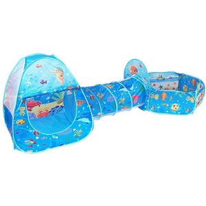 3 in 1 ZP01 Children Tent Play House Tunnel Foldable Shooting Ocean Ball Pool Toy(Blue Sea)
