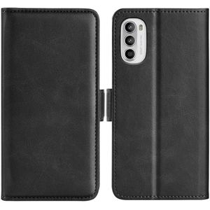 For Motorola Moto G52 4G Dual-side Magnetic Buckle Horizontal Flip Leather Phone Case(Black)